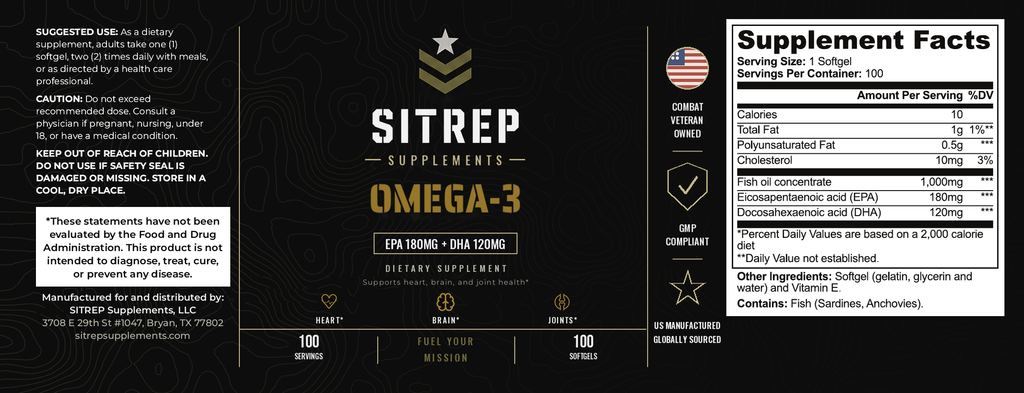 Omega-3 — EPA 180mg + DHA 120mg
