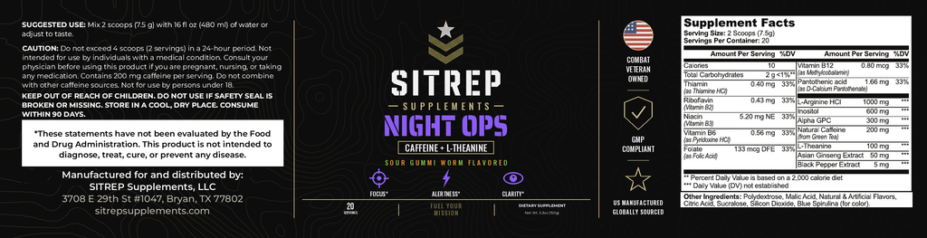 Night Ops — Caffeine + L-Theanine (Sour Gummi Worm)